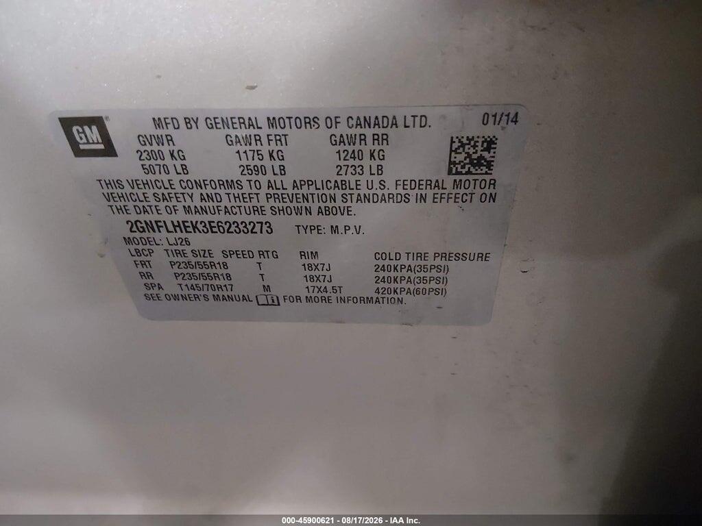 2GNFLHEK3E6233273 2014 CHEVROLET EQUINOX photo no. 9