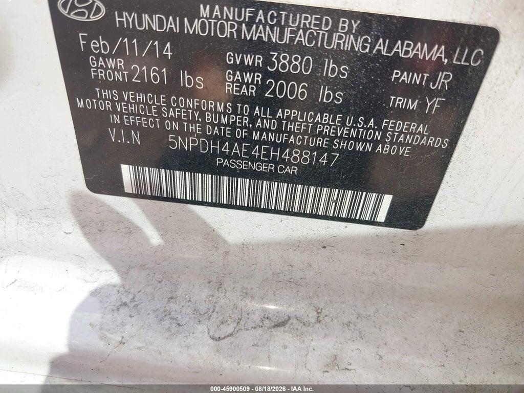 5NPDH4AE4EH488147 2014 HYUNDAI ELANTRA photo no. 9