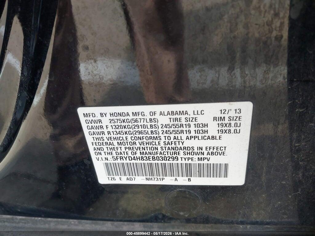 5FRYD4H83EB030299 2014 ACURA MDX photo no. 9
