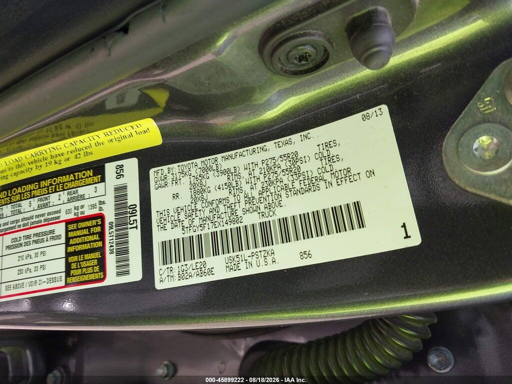 5TFGY5F17EX149802 2014 TOYOTA TUNDRA photo no. 9