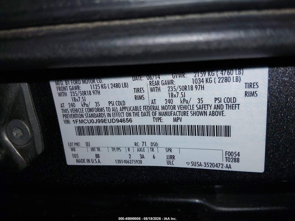 1FMCU0J99EUD94656 2014 FORD ESCAPE photo no. 9
