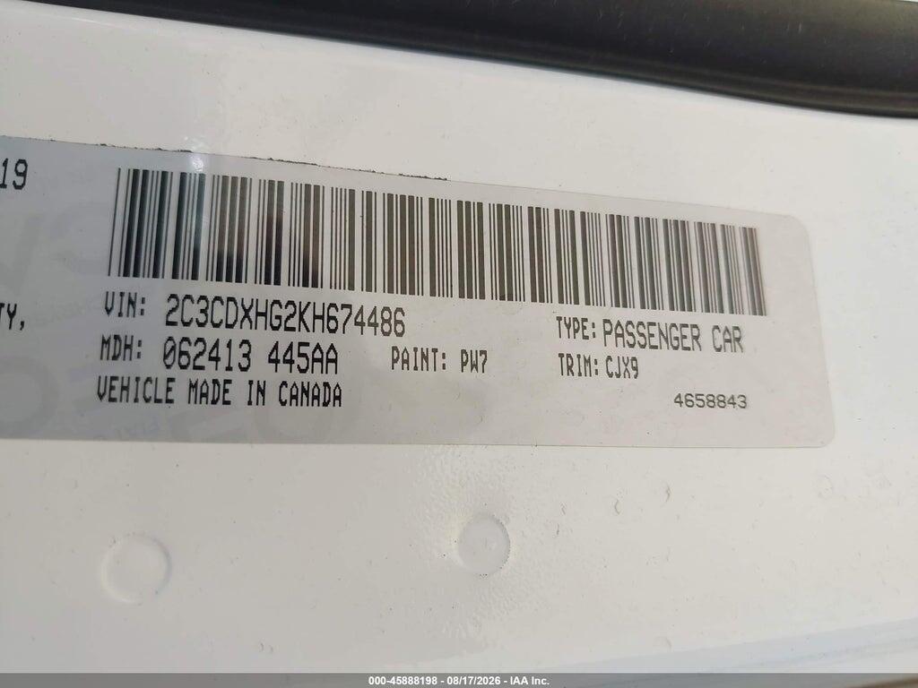 2C3CDXHG2KH674486 2019 DODGE CHARGER photo no. 9