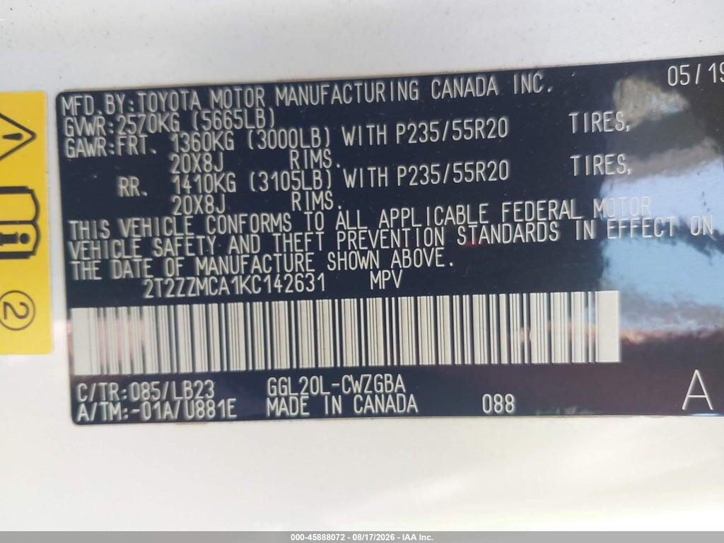 2T2ZZMCA1KC142631 2019 LEXUS RX 350 photo no. 9
