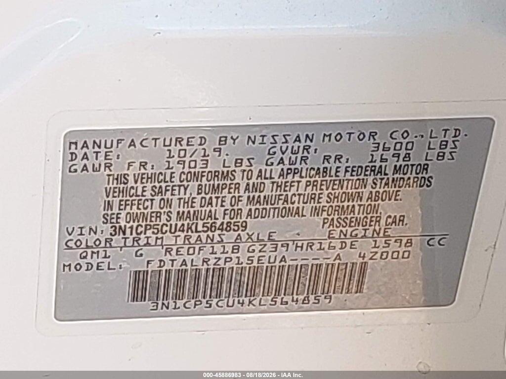 3N1CP5CU4KL564859 2019 NISSAN KICKS photo no. 9