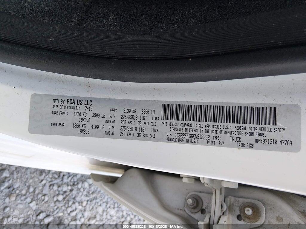 1C6RRFFG6KN912262 2019 RAM 1500 photo no. 9