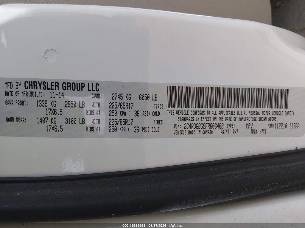2C4RDGBG9FR606488 2015 DODGE GRAND CARAVAN photo no. 9