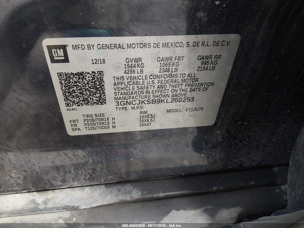 3GNCJKSB9KL260253 2019 CHEVROLET TRAX photo no. 9