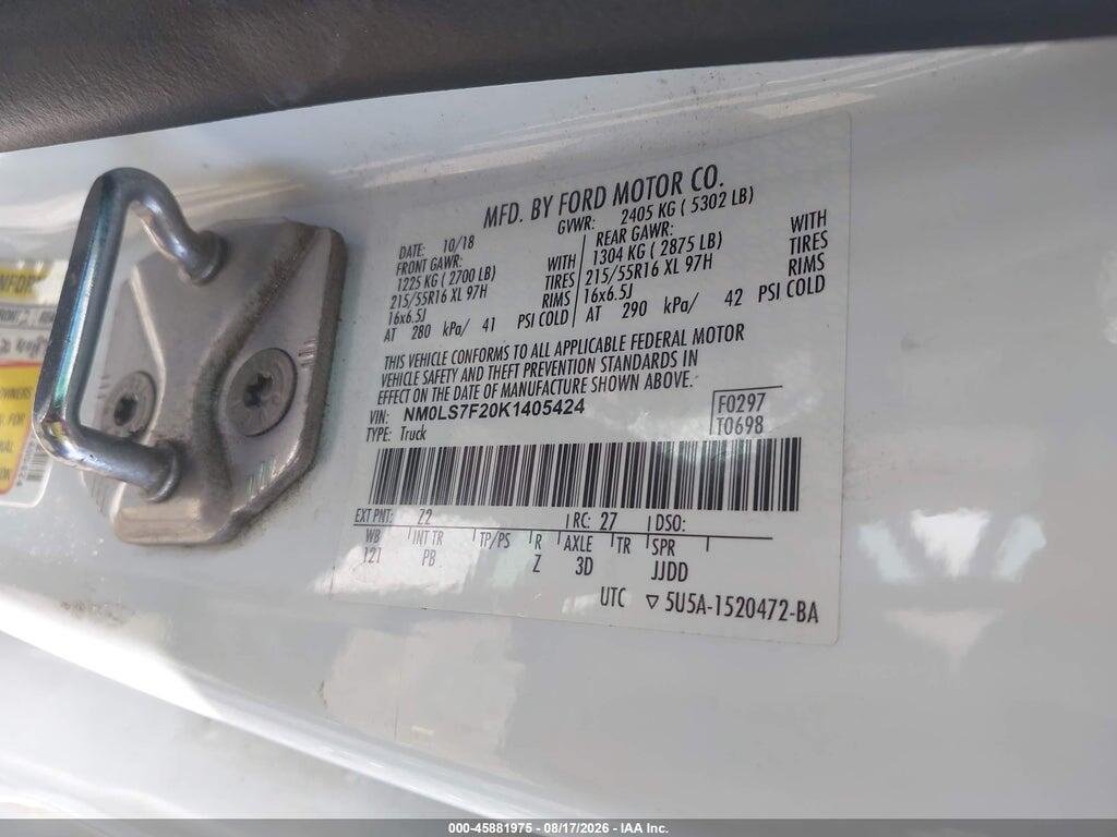 NM0LS7F20K1405424 2019 FORD TRANSIT CONNECT photo no. 9