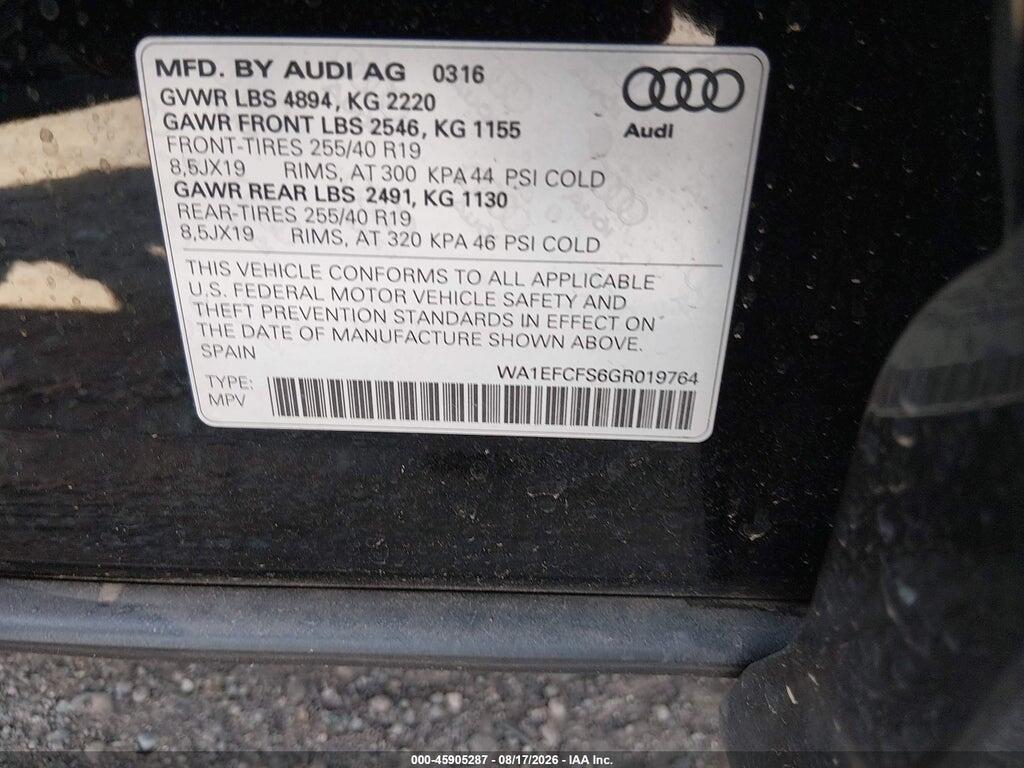 WA1EFCFS6GR019764 2016 AUDI Q3 photo no. 9