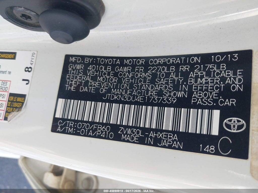 JTDKN3DU4E1737339 2014 TOYOTA PRIUS photo no. 9