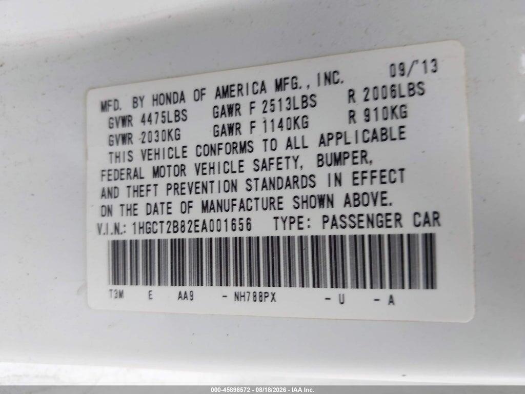 1HGCT2B82EA001656 2014 HONDA ACCORD photo no. 9
