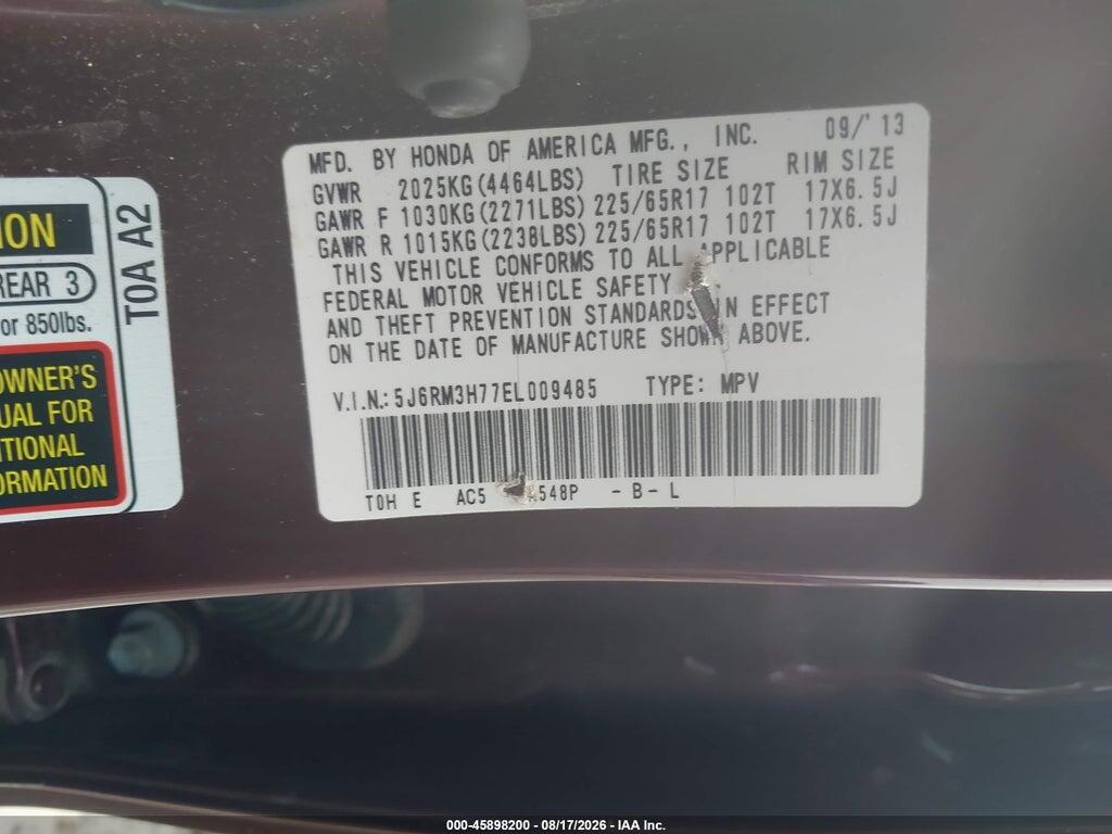 5J6RM3H77EL009485 2014 HONDA CR-V photo no. 9