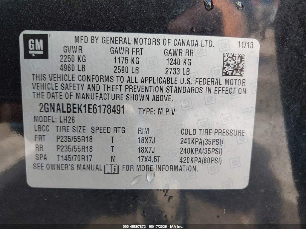 2GNALBEK1E6178491 2014 CHEVROLET EQUINOX photo no. 9