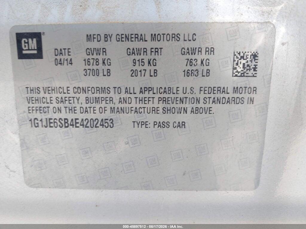 1G1JE6SB4E4202453 2014 CHEVROLET SONIC photo no. 9