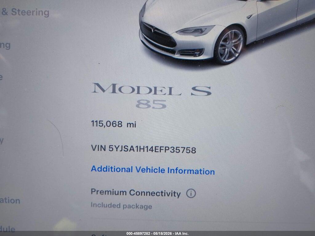 5YJSA1H14EFP35758 2014 TESLA MODEL S photo no. 7