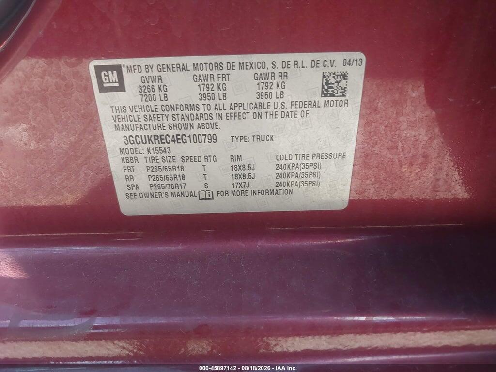 3GCUKREC4EG100799 2014 CHEVROLET SILVERADO 1500 photo no. 9