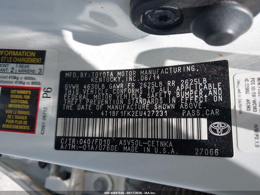 4T1BF1FK2EU427231 2014 TOYOTA CAMRY photo no. 9