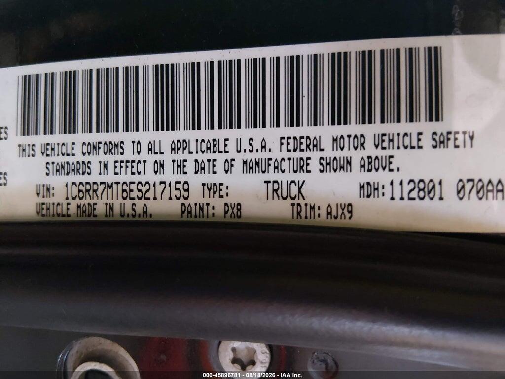 1C6RR7MT6ES217159 2014 RAM 1500 photo no. 9