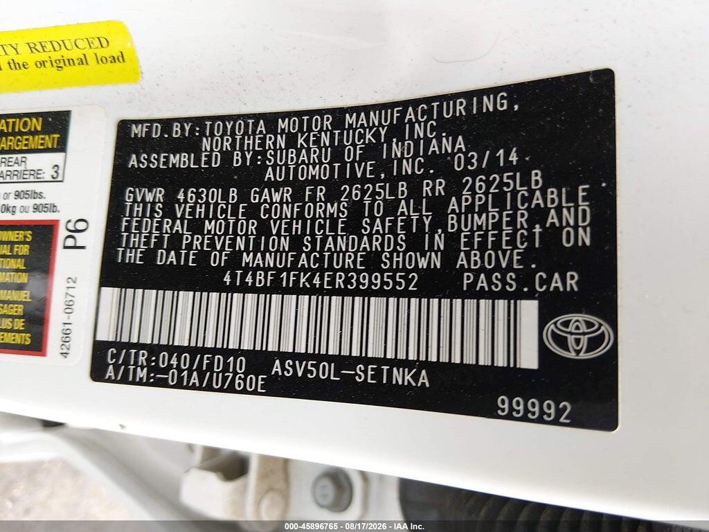 4T4BF1FK4ER399552 2014 TOYOTA CAMRY photo no. 9