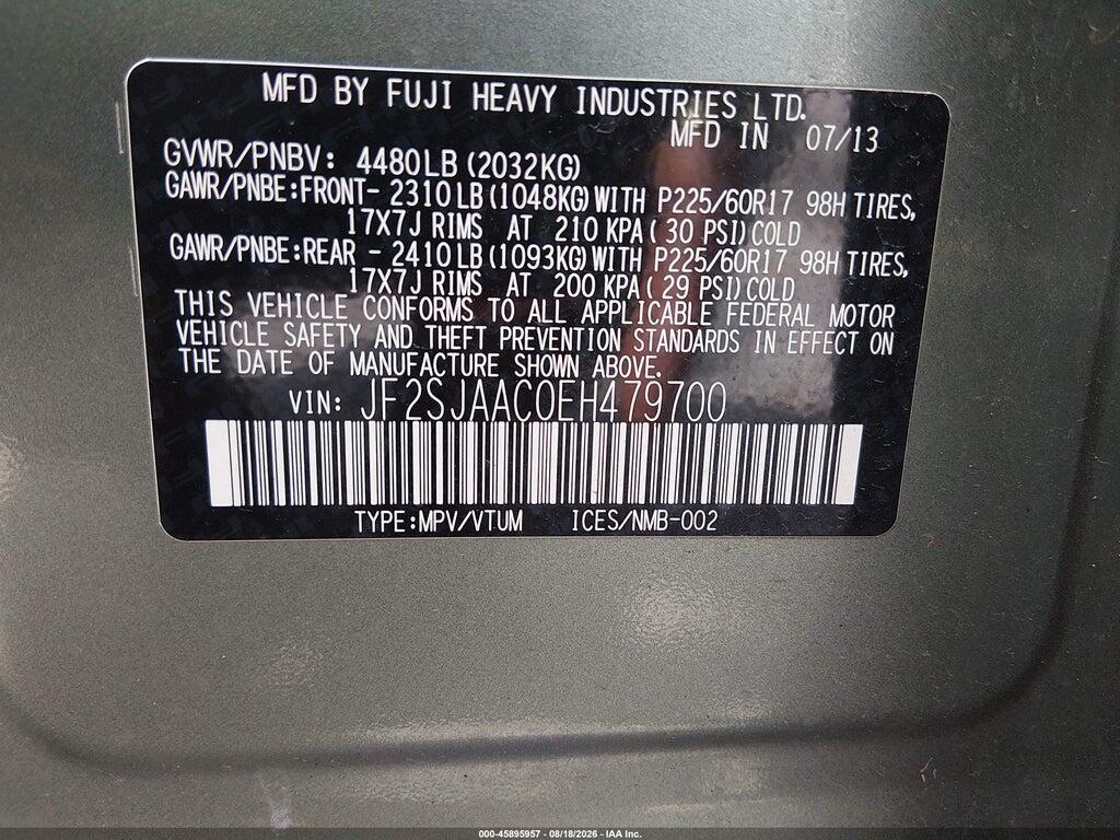 JF2SJAAC0EH479700 2014 SUBARU FORESTER photo no. 9