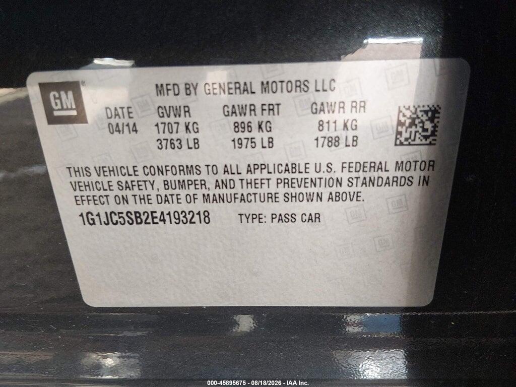 1G1JC5SB2E4193218 2014 CHEVROLET SONIC photo no. 9