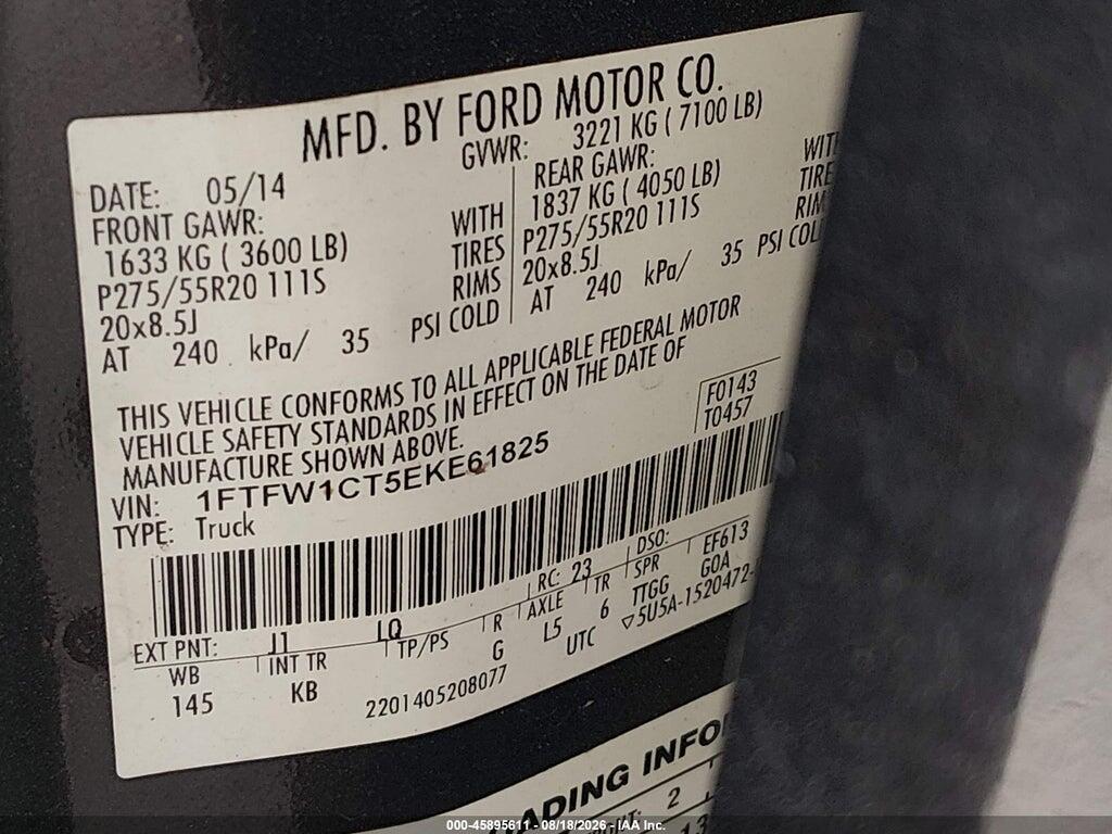 1FTFW1CT5EKE61825 2014 FORD F-150 photo no. 9