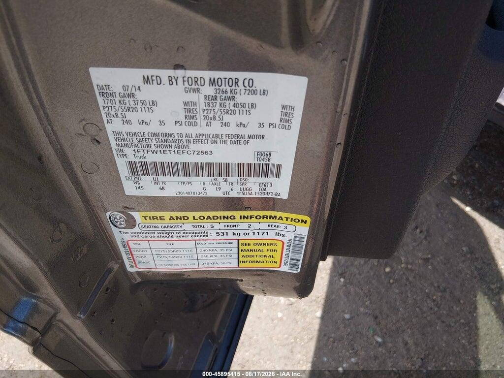 1FTFW1ET1EFC72563 2014 FORD F-150 photo no. 9