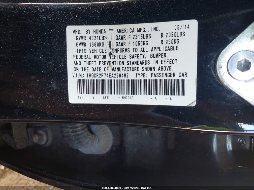 1HGCR2F74EA228492 2014 HONDA ACCORD photo no. 9