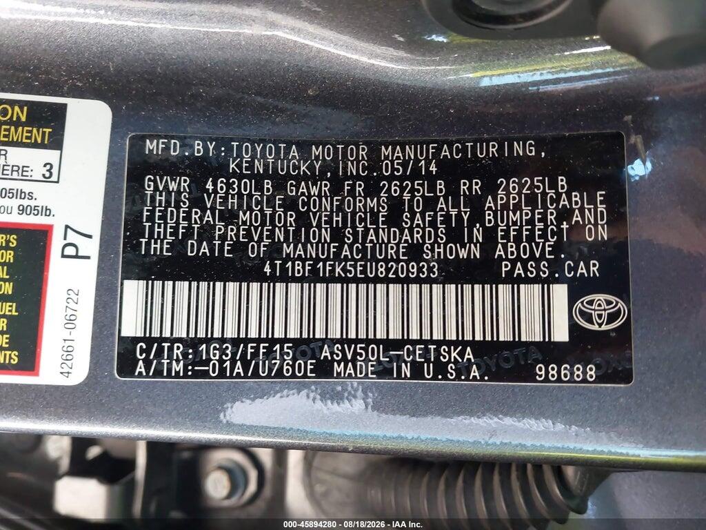 4T1BF1FK5EU820933 2014 TOYOTA CAMRY photo no. 9