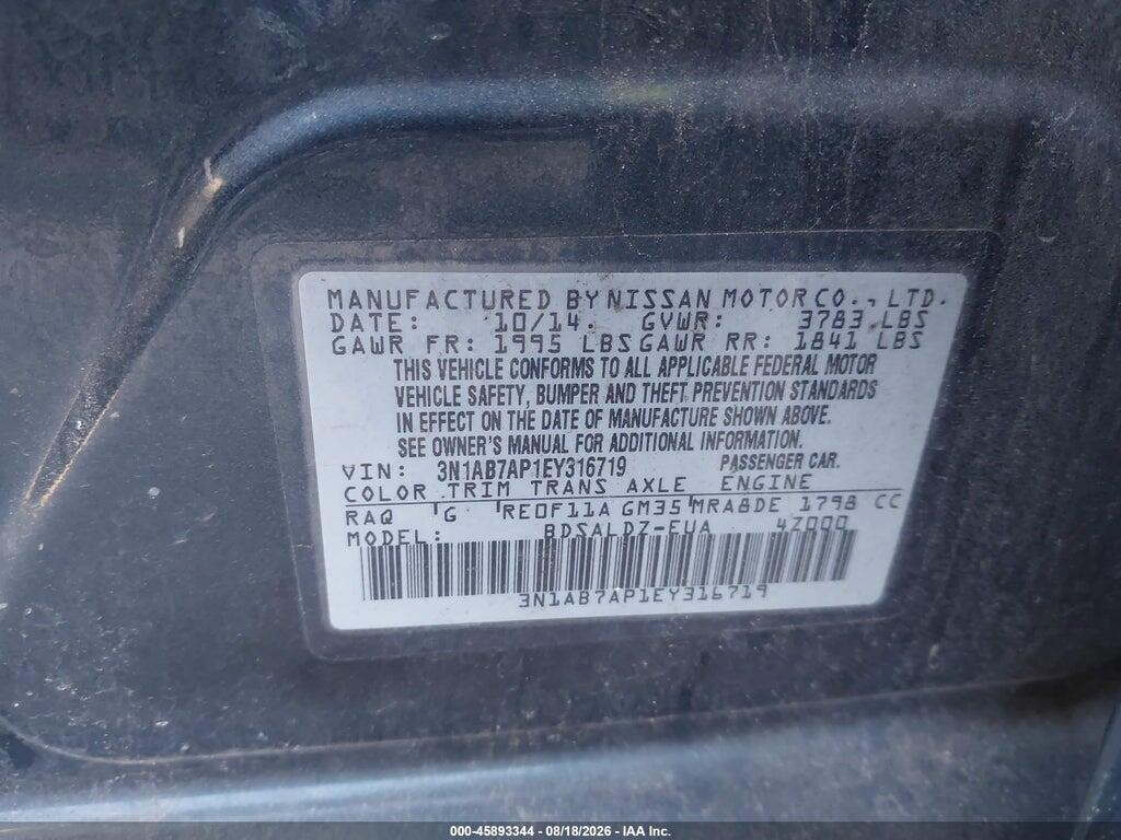 3N1AB7AP1EY316719 2014 NISSAN SENTRA photo no. 9