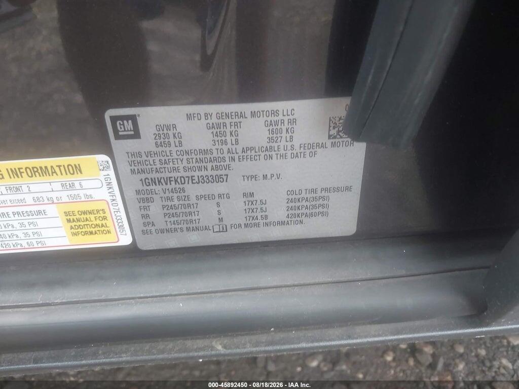 1GNKVFKD7EJ333057 2014 CHEVROLET TRAVERSE photo no. 9