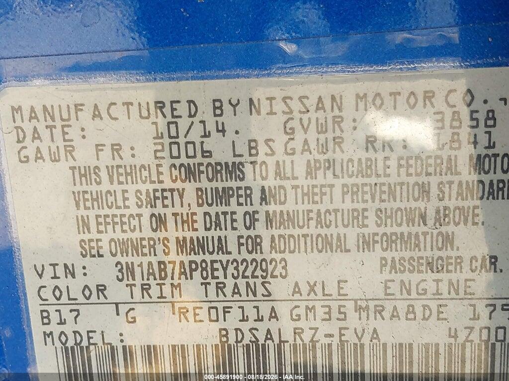3N1AB7AP8EY322923 2014 NISSAN SENTRA photo no. 9