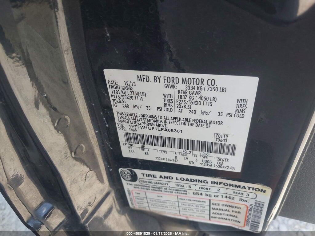 1FTFW1EF1EFA66301 2014 FORD F-150 photo no. 9