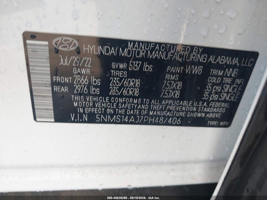 5NMS14AJ7PH487406 2023 HYUNDAI SANTA FE photo no. 9