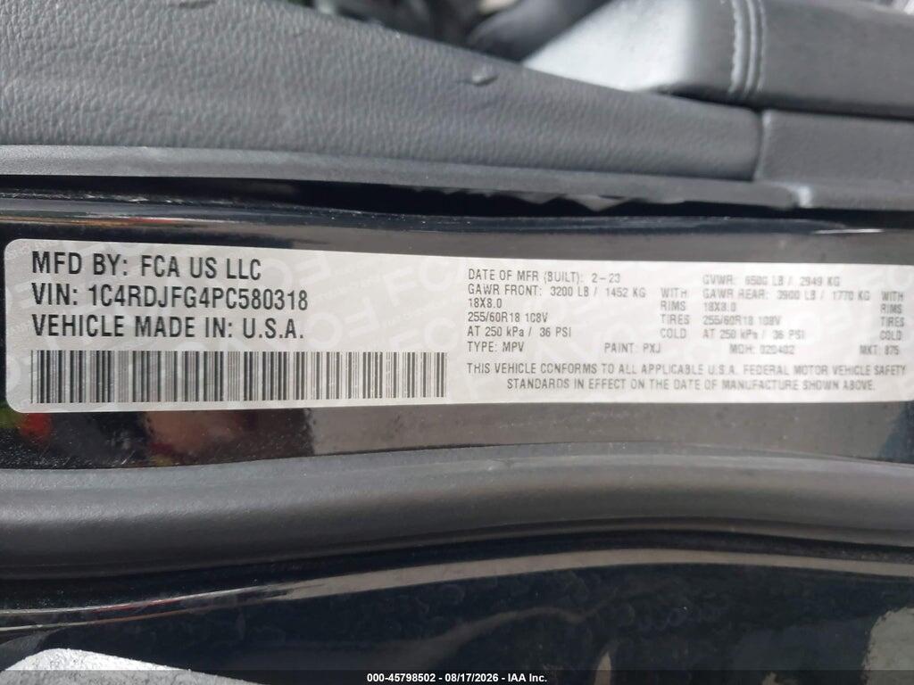 1C4RDJFG4PC580318 2023 DODGE DURANGO photo no. 9
