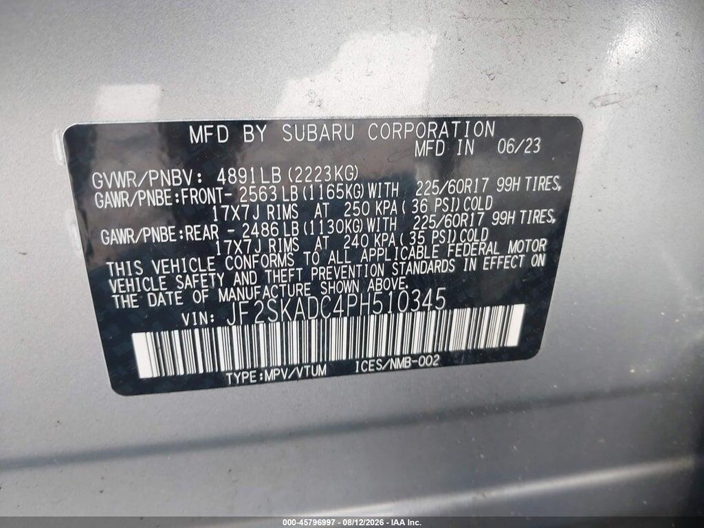 JF2SKADC4PH510345 2023 SUBARU FORESTER photo no. 9