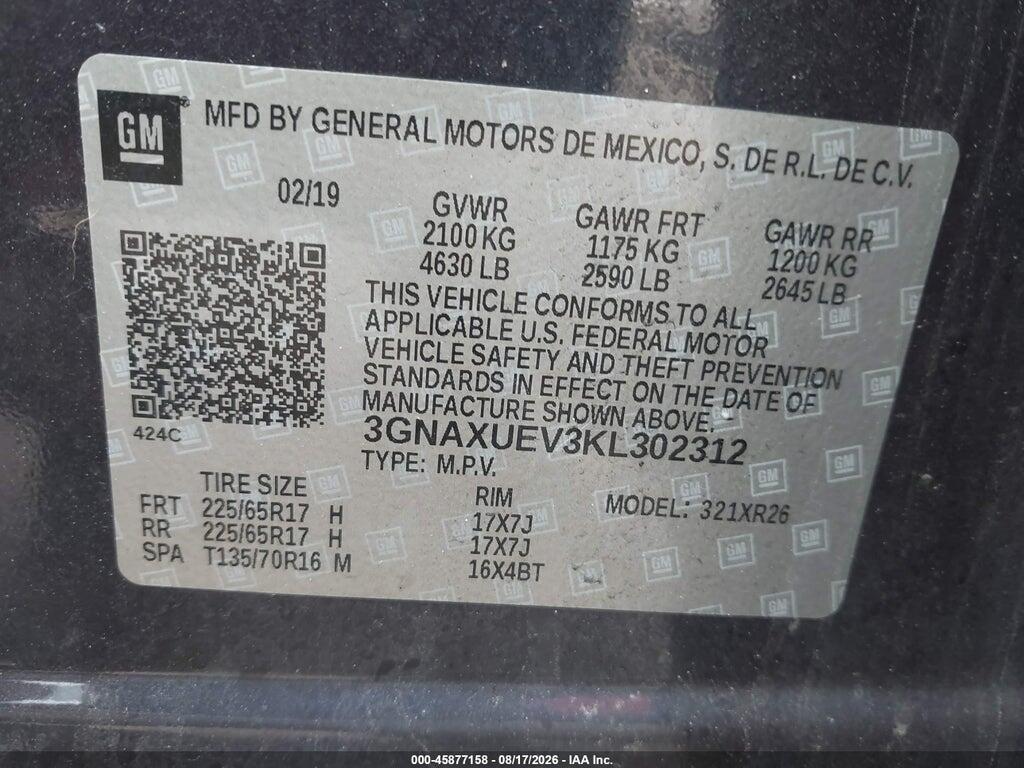 3GNAXUEV3KL302312 2019 CHEVROLET EQUINOX photo no. 9