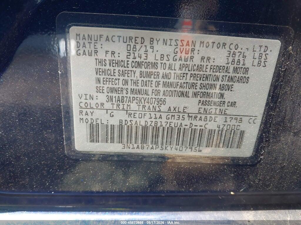 3N1AB7AP5KY407956 2019 NISSAN SENTRA photo no. 9