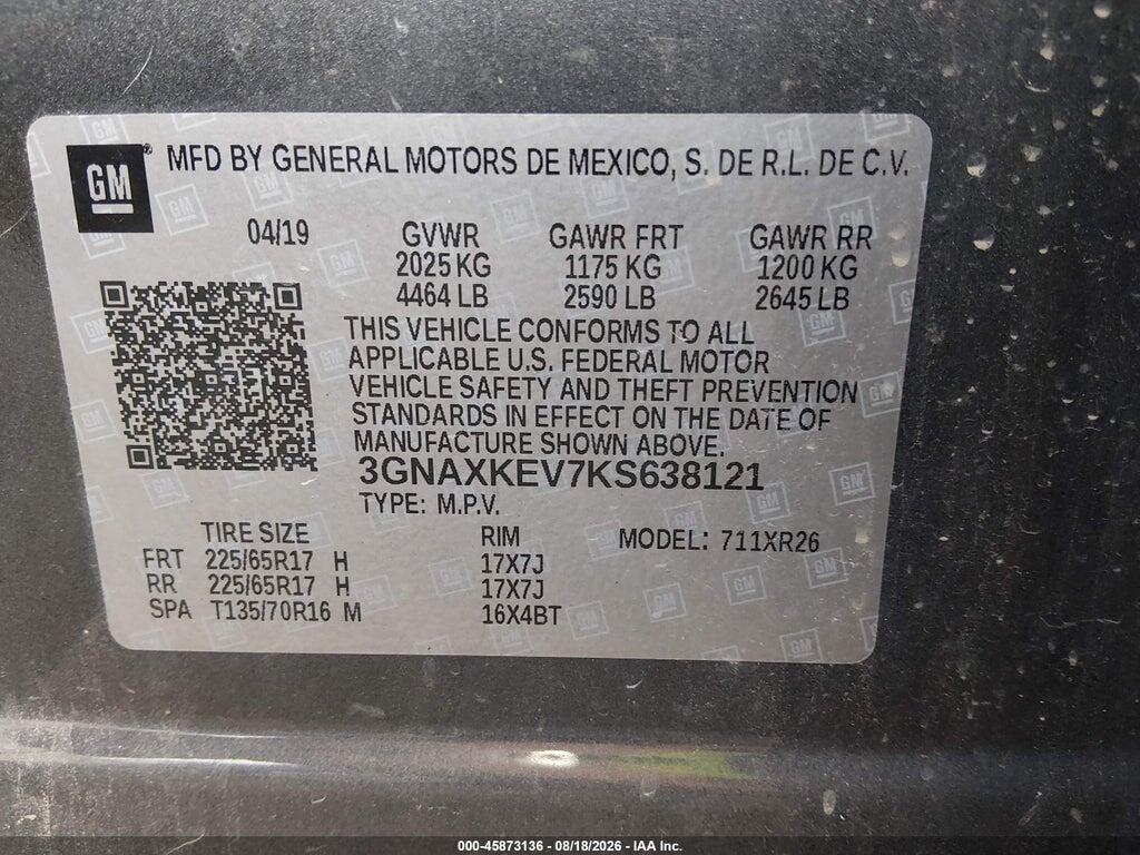 3GNAXKEV7KS638121 2019 CHEVROLET EQUINOX photo no. 9