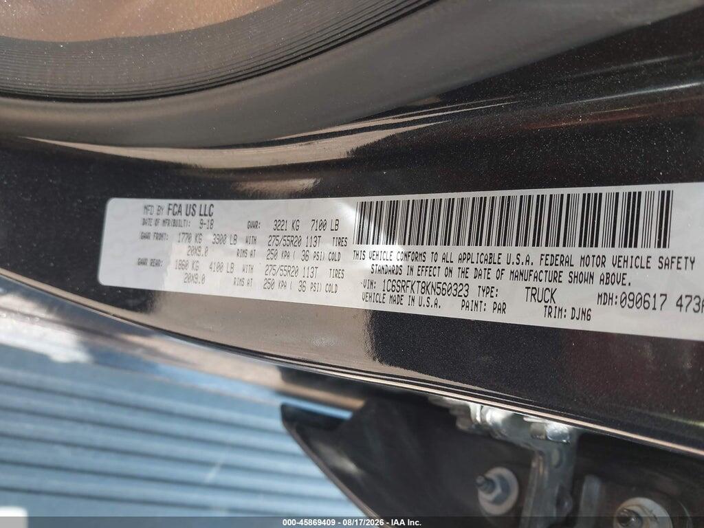 1C6SRFKT8KN560323 2019 RAM 1500 photo no. 9