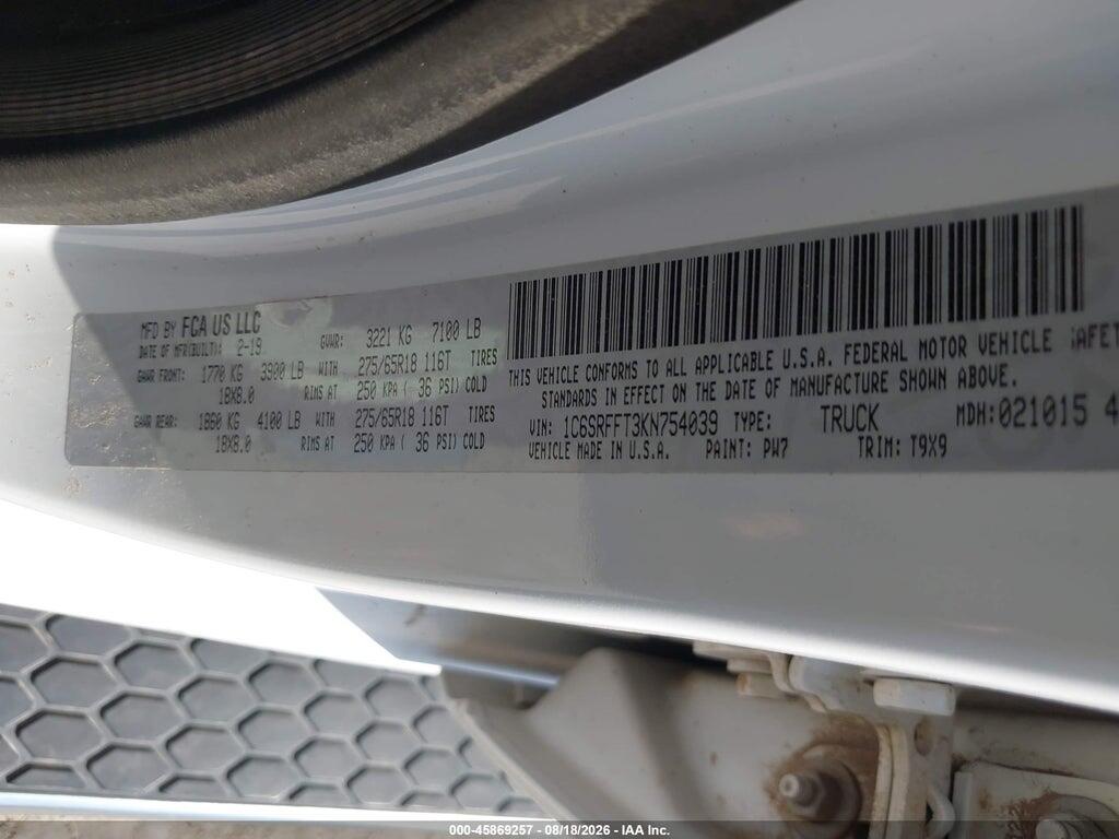 1C6SRFFT3KN754039 2019 RAM 1500 photo no. 9