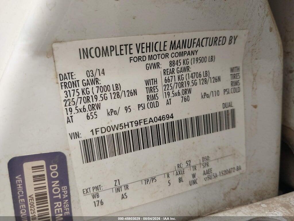 1FD0W5HT9FEA04694 2015 FORD F-550 CHASSIS photo no. 9