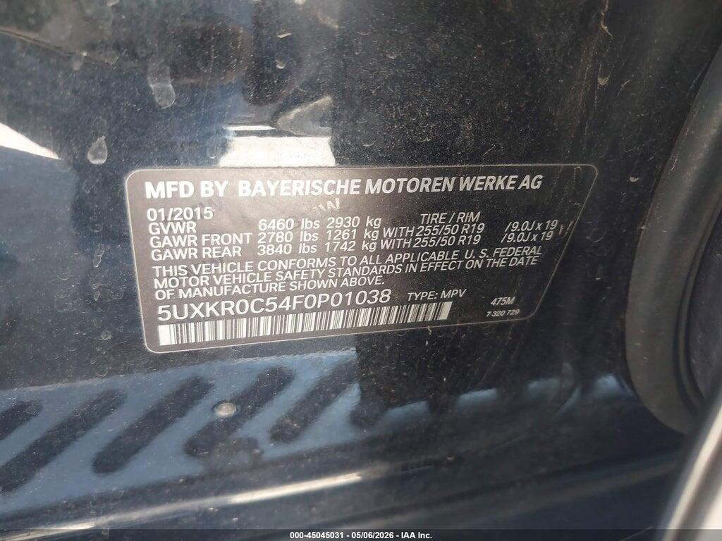 5UXKR0C54F0P01038 2015 BMW X5 photo no. 9