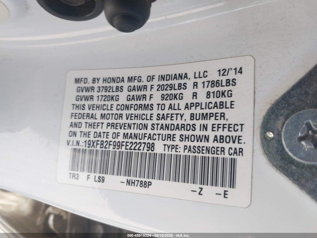 19XFB2F99FE222798 2015 HONDA CIVIC photo no. 9