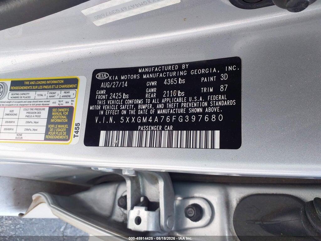 5XXGM4A76FG397680 2015 KIA OPTIMA photo no. 9