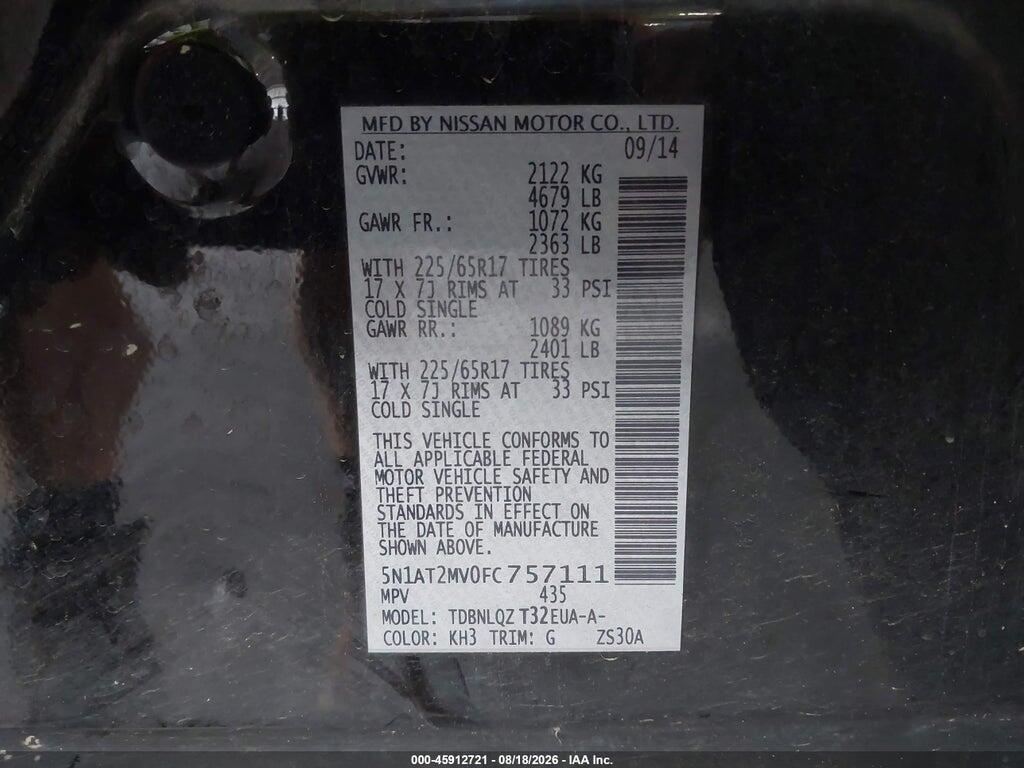 5N1AT2MV0FC757111 2015 NISSAN ROGUE photo no. 9