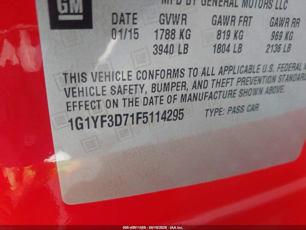 1G1YF3D71F5114295 2015 CHEVROLET CORVETTE photo no. 9