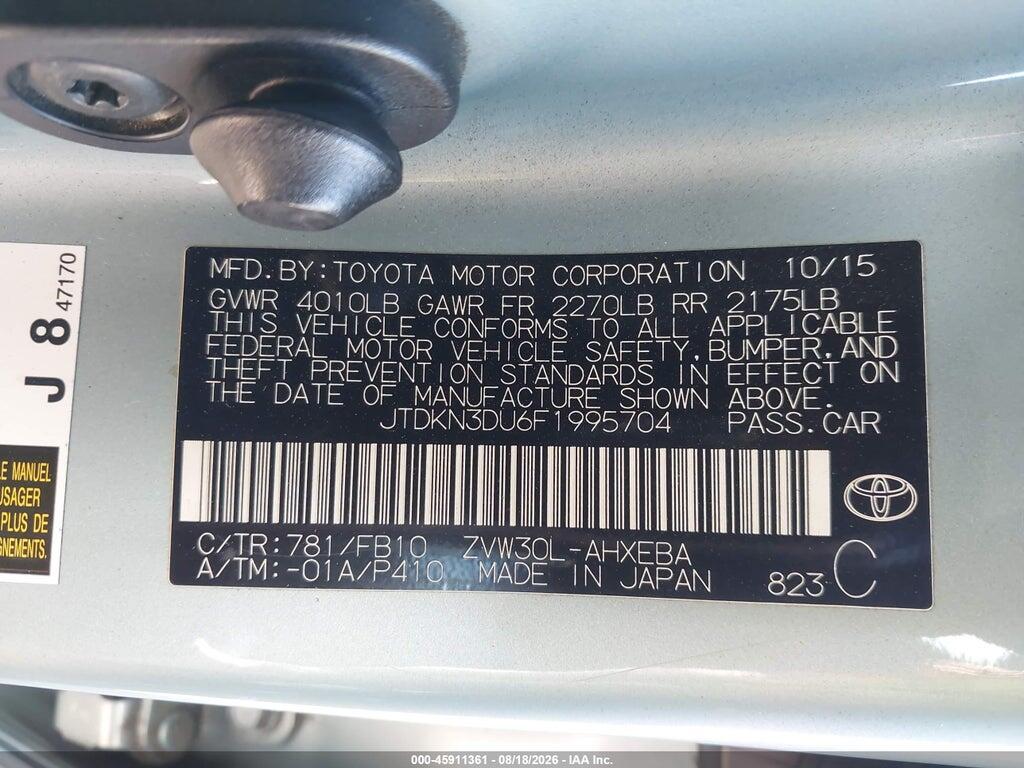 JTDKN3DU6F1995704 2015 TOYOTA PRIUS photo no. 9