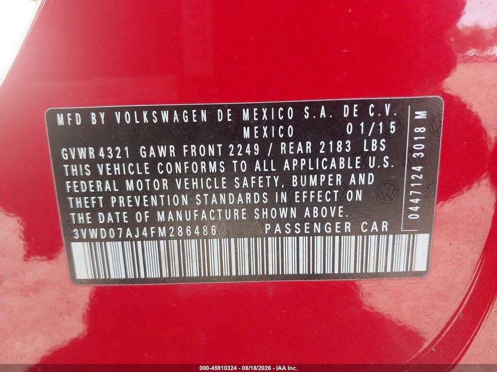 3VWD07AJ4FM286486 2015 VOLKSWAGEN JETTA photo no. 9