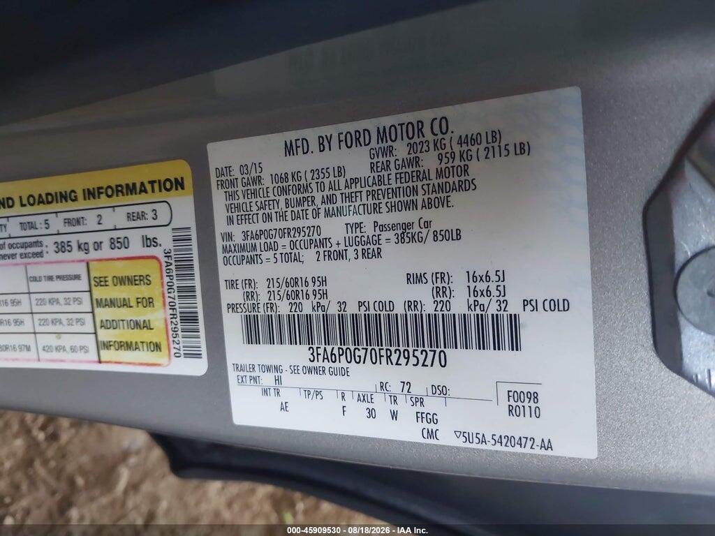 3FA6P0G70FR295270 2015 FORD FUSION photo no. 9